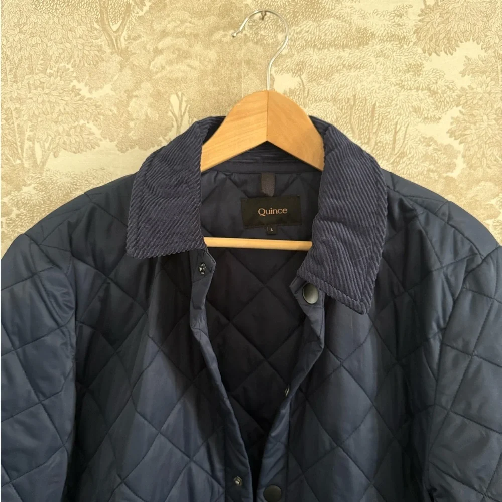 Quince Quilted Corduroy-Collar Jacket in Navy